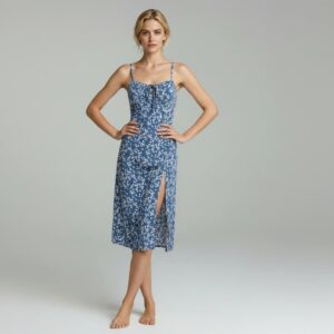 Alternative view of Floral Print Midi Dress With Spaghetti Straps And Front Slit For Women