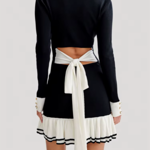 Alternative view of Women's Mini Knit Dress With Button Front, Contrast Trim, And Collared