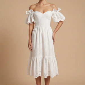 Alternative view of Women's Eyelet Midi Dress Off Shoulder Style For Wedding Guests And Occasions